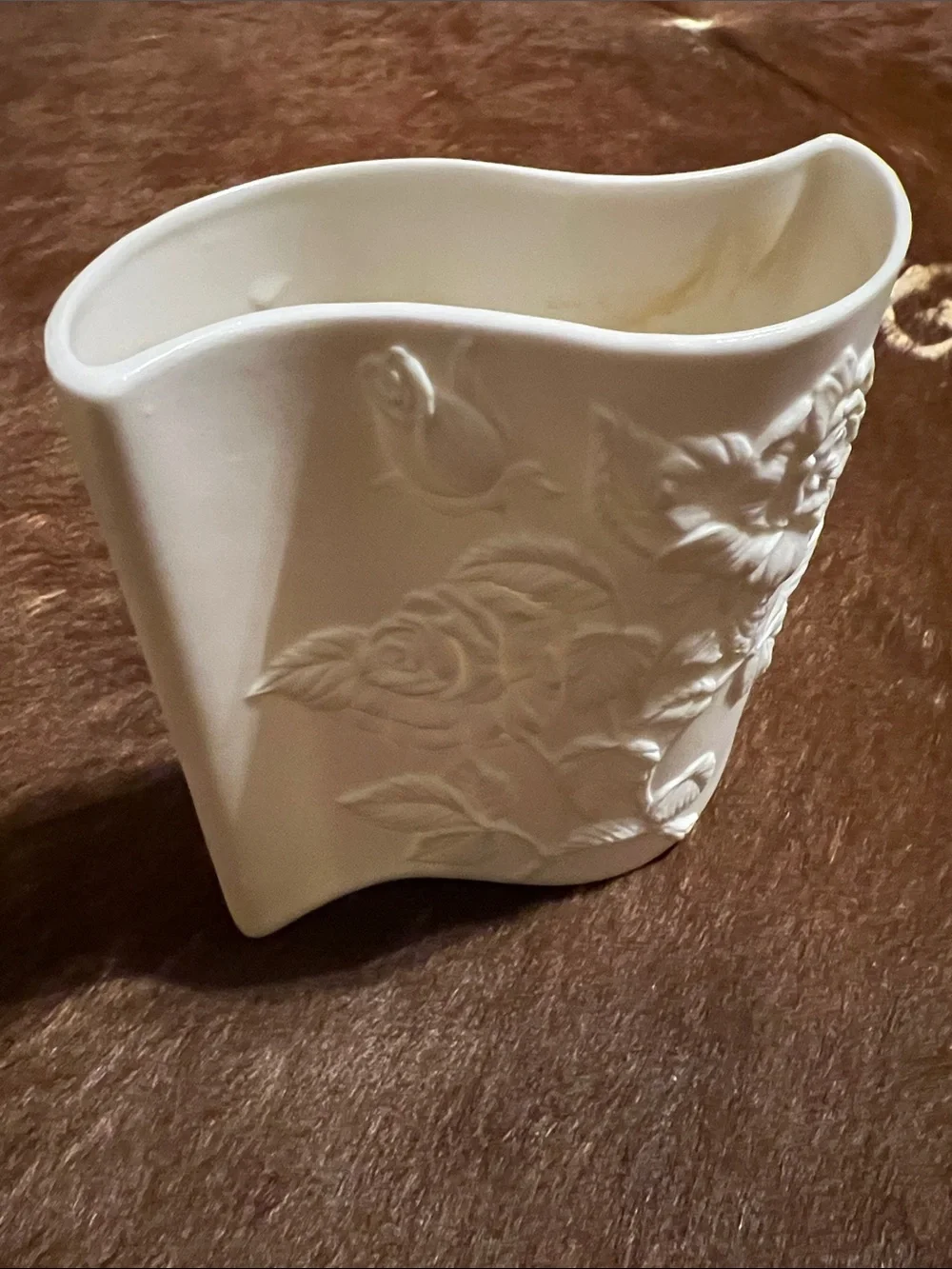 Vtg SHAFFORD ORIGINAL Japan Porcelain White Embossed Vase